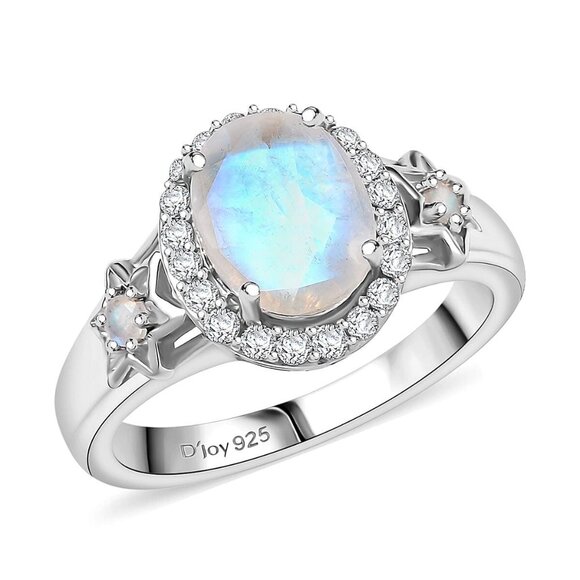 Ring Religious Jewish Star White Zircon Rhodium Over 925 Sterling Silver Size 7 - Picture 1 of 6